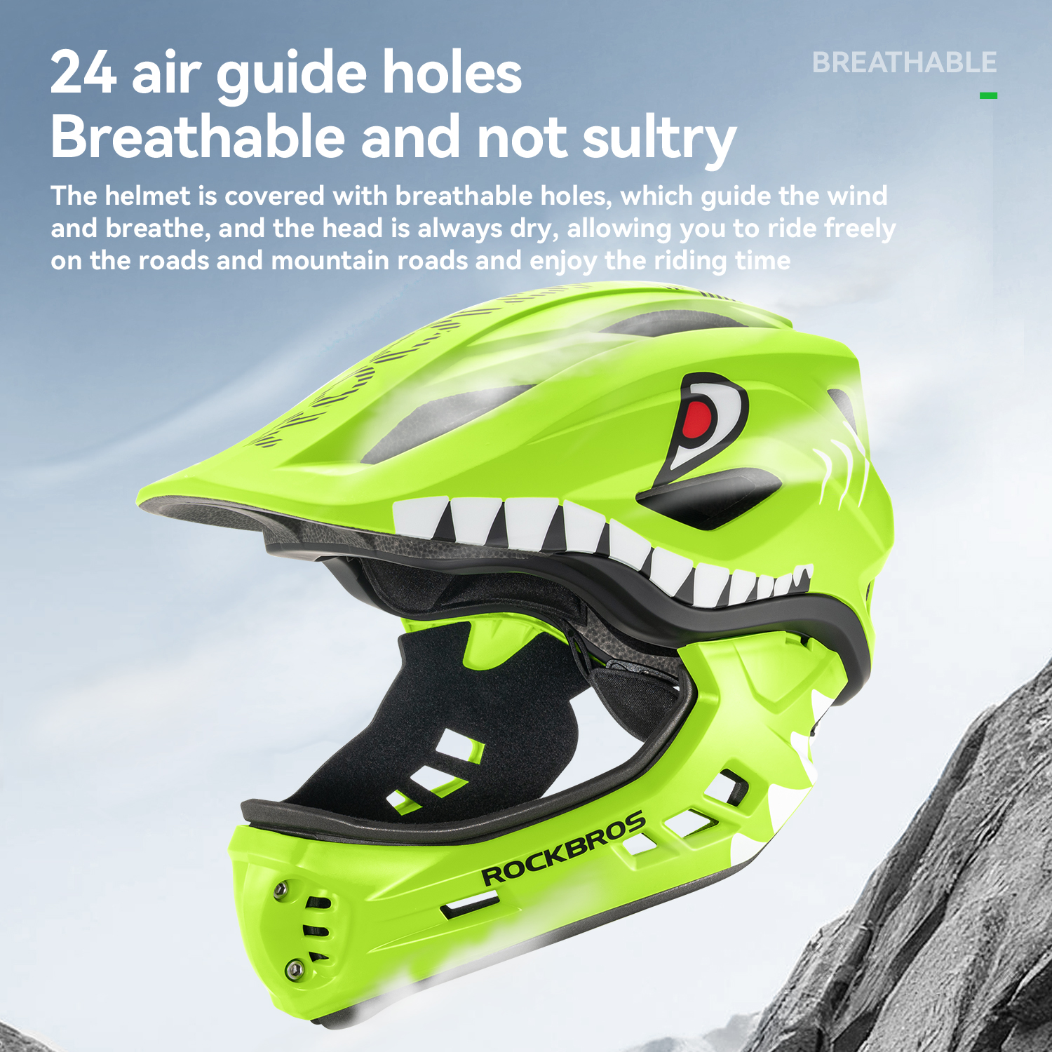 ROCKBROS Bike Helmet Boys Girls Kids Helmet Full Face Helmet for Multi-sports Universial Adjustment(Age 5-12+)