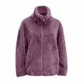 thumbnail image 2 of Women's Double-Faced Fleece Jacket, Stand Collar Zip Up Coat, Thickened Plush Lined Outerwear for Women, Soft Winter Jacket with Full Zipper, Warm Casual Long Sleeve Top Purple L, 2 of 6