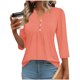 thumbnail image 2 of Tops de Color Sólido para las Mujeres Casual Tres Cuartos de Manga Cuello en V Suelta Camiseta Top Blusas para Uso Diario Y de Fiesta, 2 of 5