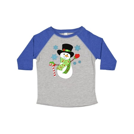 

Inktastic Christmas Snowman in Top Hat with Candy Cane Gift Toddler Boy or Toddler Girl T-Shirt