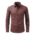 thumbnail image 2 of Men's Long Sleeve Button Down Shirts Lightweight Business Casual Tops Dressy Solid Work Tshirts with Pocket Wine XXL, 2 of 6