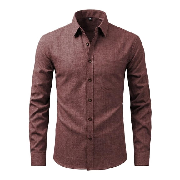 Business Casual Mens Shirt Button Down Long Sleeve with Pocket Dress T-Shirt Formal Tops Dad Gifts