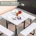 thumbnail image 4 of Spaco Outdoor Picnic Table with 4 Benches and Umbrella Hole, Outdoor Dining Table for Outside Patio,Living Room, White, 4 of 9
