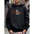 thumbnail image 3 of EAT SLEEP BASKETBALL REPEAT Letter Print Boys Long Sleeve Hoodie, Stay Stylish And Cozy Sweatshirt - Perfect Spring Fall Winter Essential For Your Little Fashionista!, 3 of 9
