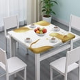 thumbnail image 3 of White Gold Splash Pattern Square Fitted Tablecloth with Elastic Edge,Square Table Cover,Washable Elastic Table Cover for Home Kitchen Party Decor 34"x34", 3 of 6