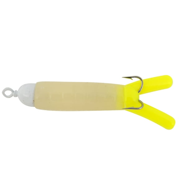 H&H Original Flounder Pounder Softbait, White Glow & Chartreuse, 10 Count