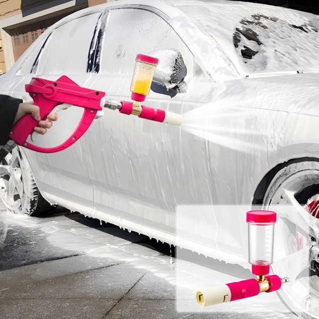 Pistola de espuma de alta presión para lavado de autos | Boquilla ajustable y dispensador de jabón | Se adapta a la mayoría de las lavadoras a presión | Spray de espuma adhesiva gruesa |