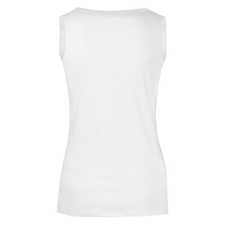 Cathalem 1x Cami Ribbed Knit Top Sleeveless Blouse Shirt Top Slim Tank  Racerback Women Women's Blouse Leather Top Women Vest White X-Large