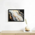 thumbnail image 3 of COMIO Modern Abstract Black and Gold Fluid Lines Marble Painting White Grey Canvas Print with Black Frame 16x12in / 20x16in 16x12in, 3 of 4