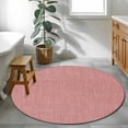 thumbnail image 4 of Round Area Rug 4ft Peach Pink Linen Floor Carpets Indoor Floor Area Mat Stain-Proof Mat Circle Rugs for Living Room Dining Room Kitchen Bedroom, Farmhouse Pure Color Sofa Throw Carpet, 4 of 9