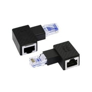 RIIEYOCA Left Angle Ethernet Adapter, 90 Degree RJ45 Male to Female Extension Cat6 LAN Network Connector for Computers,