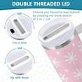 thumbnail image 3 of 30 oz Tumbler With Lid and Straw - Christmas Snowflake Pink Water Bottle Insulated With Handle, Stainless Steel Fits in Car Cup Holder, 3 of 6