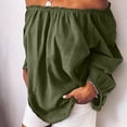 thumbnail image 2 of CEHVOM Women Casual Solid Stringy Long Sleeved Off The Shoulder Tops Clearance, 2 of 6