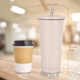 thumbnail image 2 of Taza de viaje de 750 ml, taza de acero inoxidable de doble pared, botella de agua con aislamiento al vacío, taza de café con agua aislada, taza de doble pared con pajita, cepillo y tapa, 2 of 5