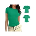 thumbnail image 6 of Argulvti Women's Ribbed Tops Polyester Slim Fit Round Neck Short Sleeve Stretchy Solid Color Basic T-Shirts, 6 of 7