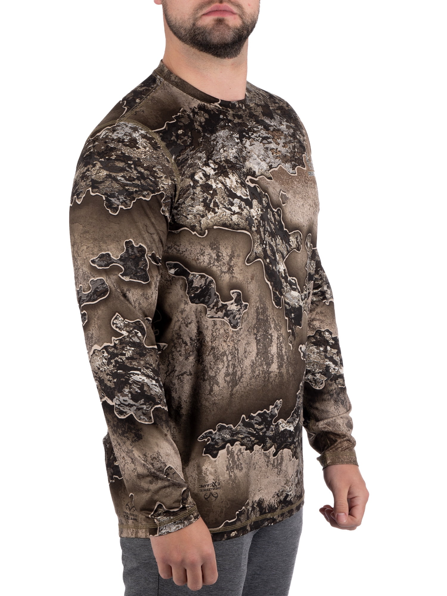 Men's Long Sleeve Camo Tee Scent Control Cotton Shirt by Realtree, Sizes S-3XL