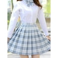 thumbnail image 5 of ZOKI Plaid Women Pleated Skirt Bow Knot Summer High Waist Preppy Girls Dance Mini Skirt Cute A Line Harajuku Sexy Japan Faldas, 5 of 6