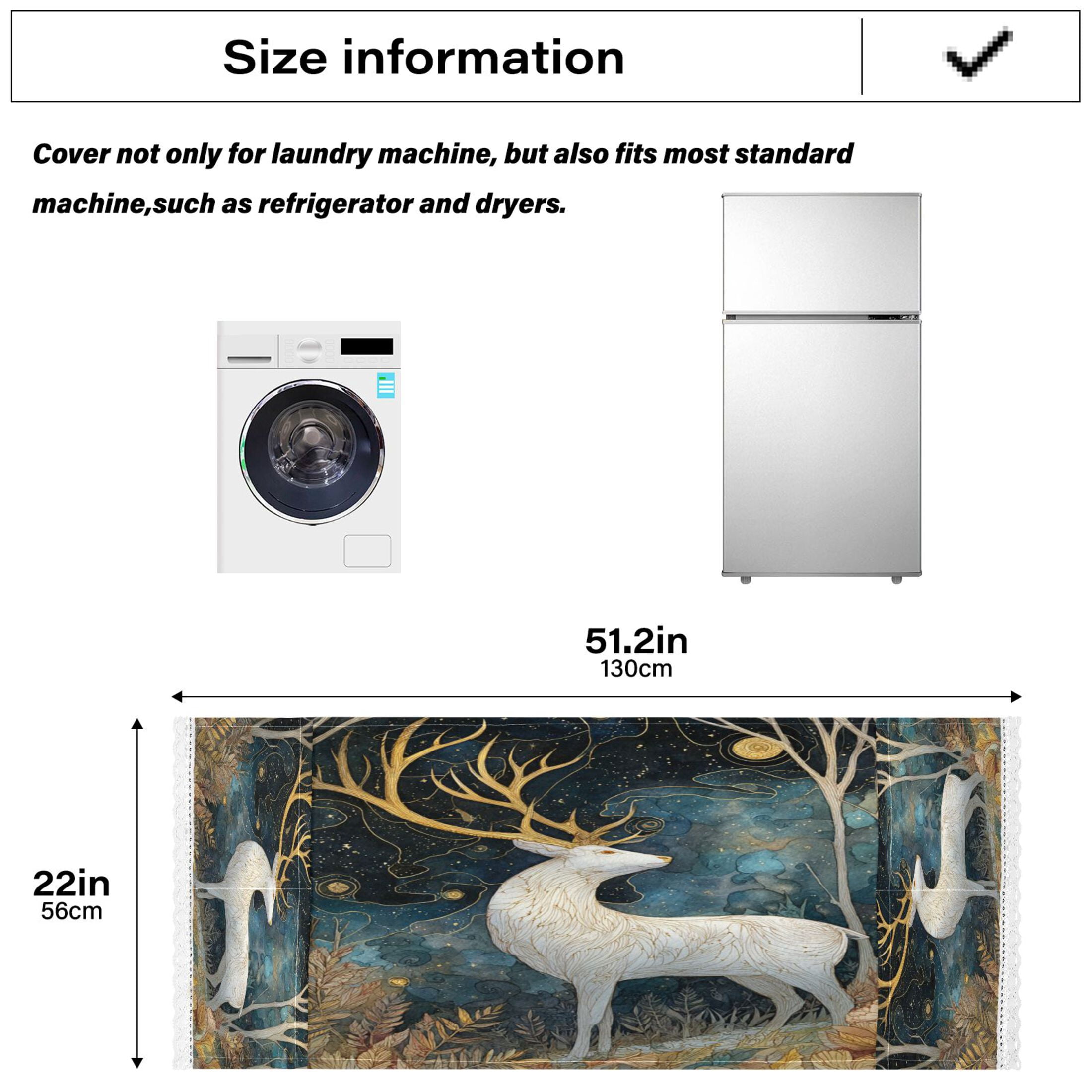 Wobogo Golden Antlered Deer Washing Machine Cover Dustproof Washer Dryer Cover Waterproof Laundry Room Decorative Protector