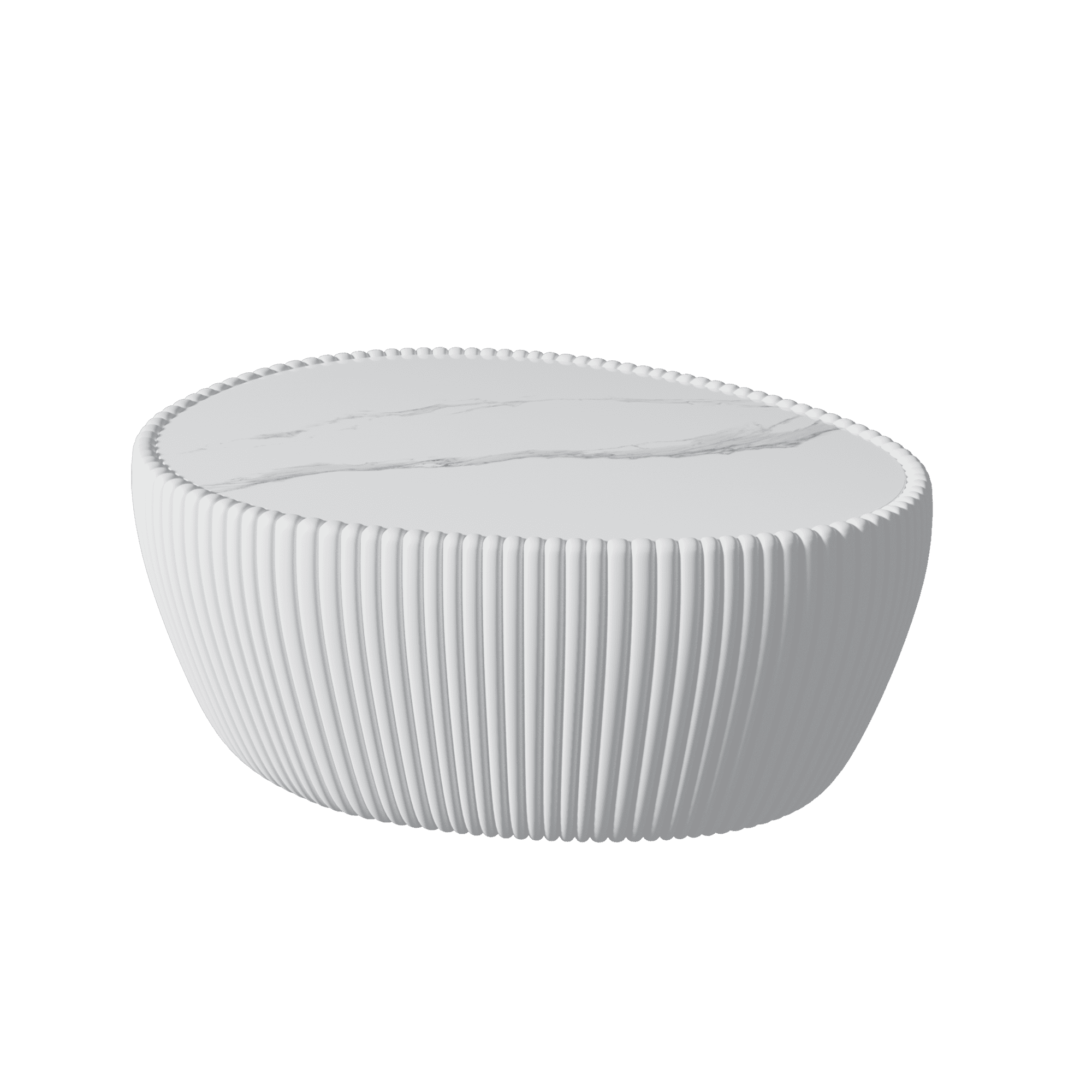 Leumius Modern Coffee Table, Sintered Stone Goose Eggs Shape Leather Sofa End Table, Luxurious Side Table for Home Decor Living Room White