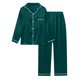 thumbnail image 1 of Conjunto de pijama de satén de manga larga para mujer: color liso, cintura elástica, comodidad de lujo para descansar y dormir, 1 of 4