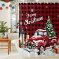 thumbnail image 6 of Christmas Tree Truck Shower Curtains for Bathroom, Winter Candle Snowflakes Red Plaid Waterproof Fabric Shower Curtain for Bathroom Bathtub Decoration, Machine Washable, 36"x72", 6 of 9