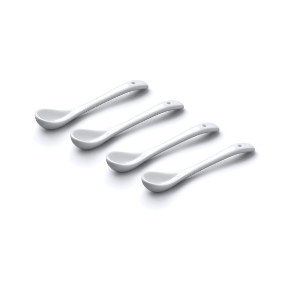 Welcome to my boutique 4 Small Traditional Porcelain Salt, Condiment and Spice Spoons (10cm)  White