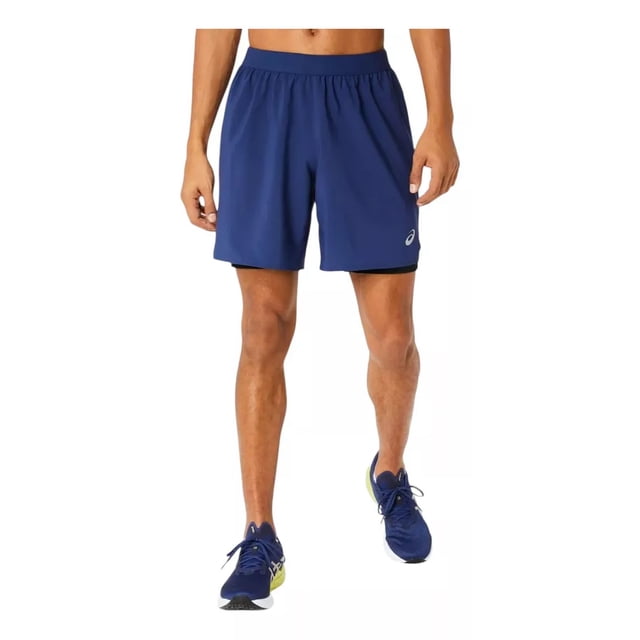 Short Asics Hombre Caballero Running Azul 2-n-1 Road 7in