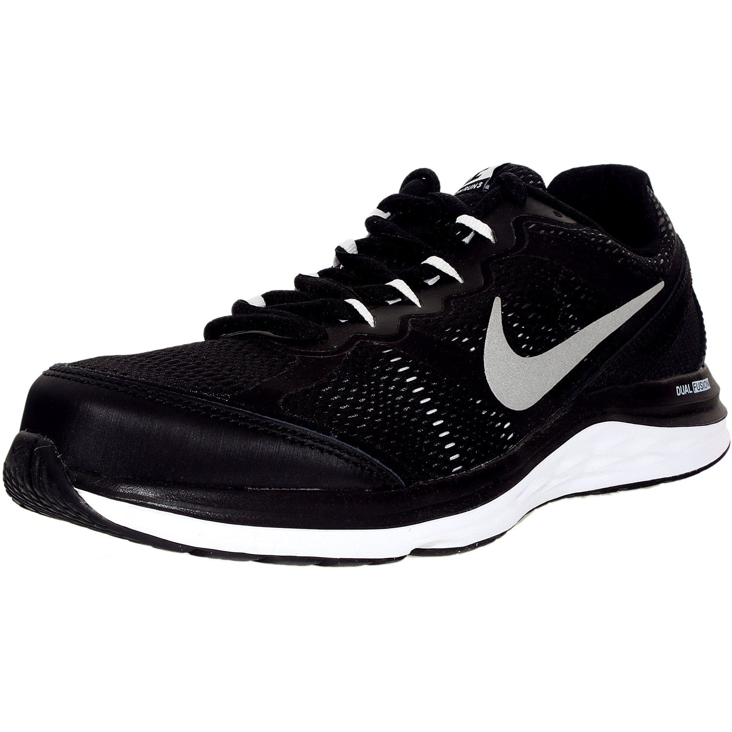 Nike Men's Dual Fusion Run Black/Metallic Silver/White/Cool Grey Ankle-High Mesh Running Shoe - 8.5M - Walmart.com