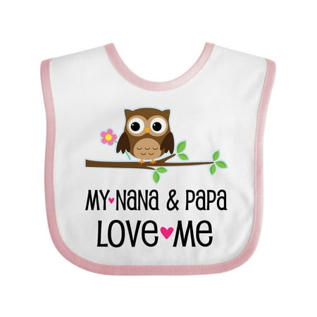 

Inktastic Nana and Papa Love Me Baby Girl Gift Baby Girl Bib