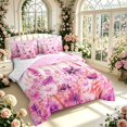 thumbnail image 2 of Erosebridal Rustic Dragonfly 7 Pieces Full Size Bedding Sets,Vintage Floral Full Size Bed in a Bag,Pink White,Reversible, 2 of 7