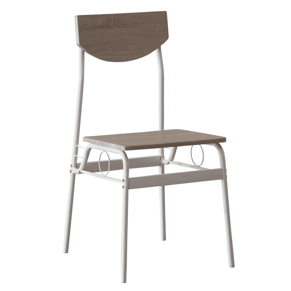 6-Piece Modern Dining Set for Home, Kitchen, Dining Room with Storage Racks, Rectangular Table, Bench, 4 Chairs, Steel Frame - White Oak Color