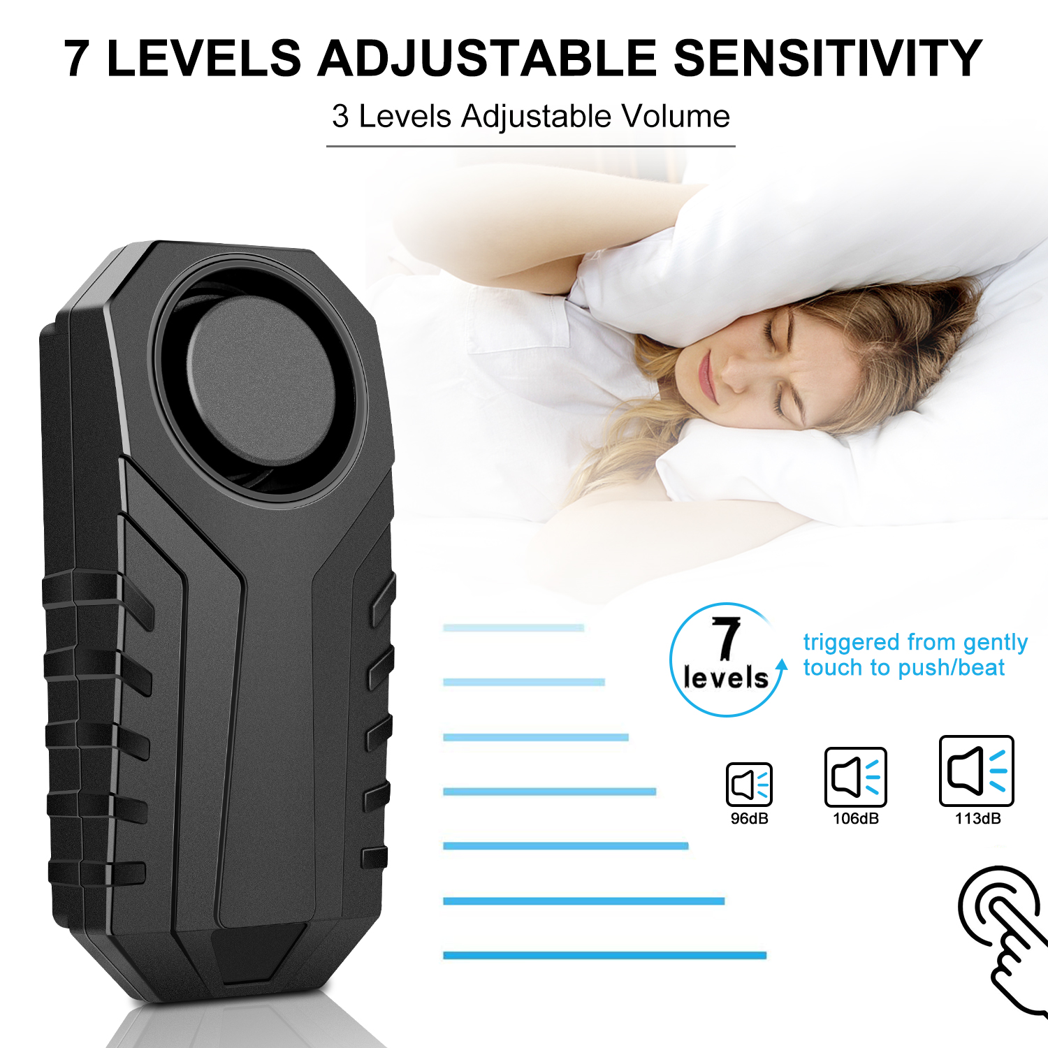 Wsdcam Bike Alarm with Remote Control Wireless 113dB Anti-Theft Waterproof Vibration Alarm for Bicycle Motorcycle Scooter