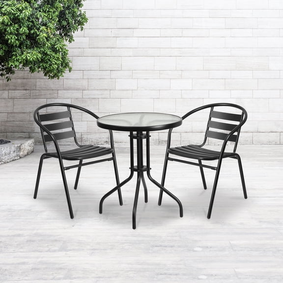 Flash Furniture 23.75'' Round Tempered Glass Metal Table