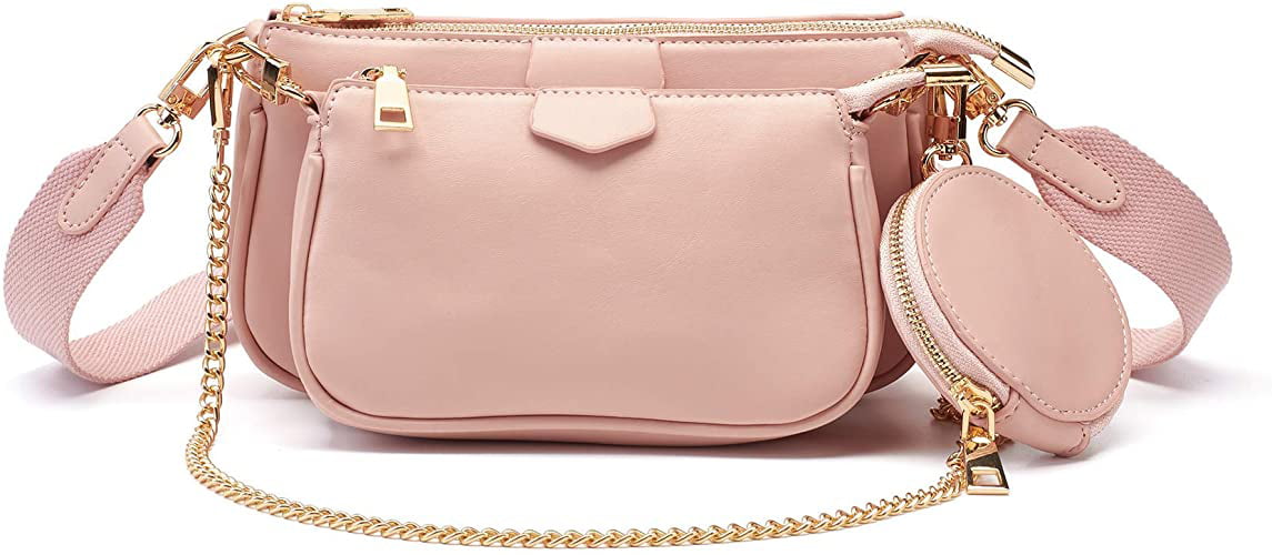 Small Crossbody Bags for Women Multipurpose Golden Zippy Handbags with Coin  Purse including 3 Size BagPink