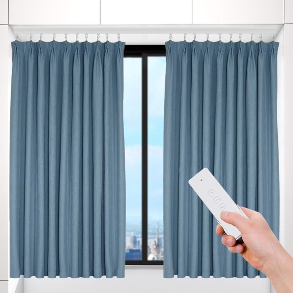 Motorized Curtain Rod Track 13.78 FT White Aluminum Alloy Automatic Wi-Fi Smart Curtain Rail