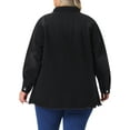 thumbnail image 3 of Agnes Orinda Women's Plus Size Button Down Denim Jackets Lapel Long Sleeve Raw Hem Casual Shirt Jean Jacket with Pocket 2X Black, 3 of 6