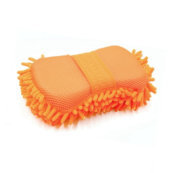 Unique Bargains Microfiber Chenille Orange Car Care Washing Brush Sponge Pad Cleaner