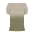 thumbnail image 4 of Womens Tops Plus Size Short Sleeve Square Neck Gradient Printing Casual Loose T-shirt Khaki XL, 4 of 6