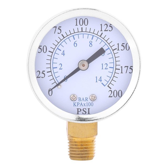 Manómetro Compresor de Aire NPT 0-200PSI con Caja Metálica de Montaje Inferior