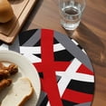 thumbnail image 3 of Red Black Geometric Round 13 Inch Placemats Set of 4, Modern Art Abstract Grey Line HeatResistant Non Slip Place Mats for Dining Table, Wipeable Braided Kitchen Table Mats for Housewarming, 3 of 9