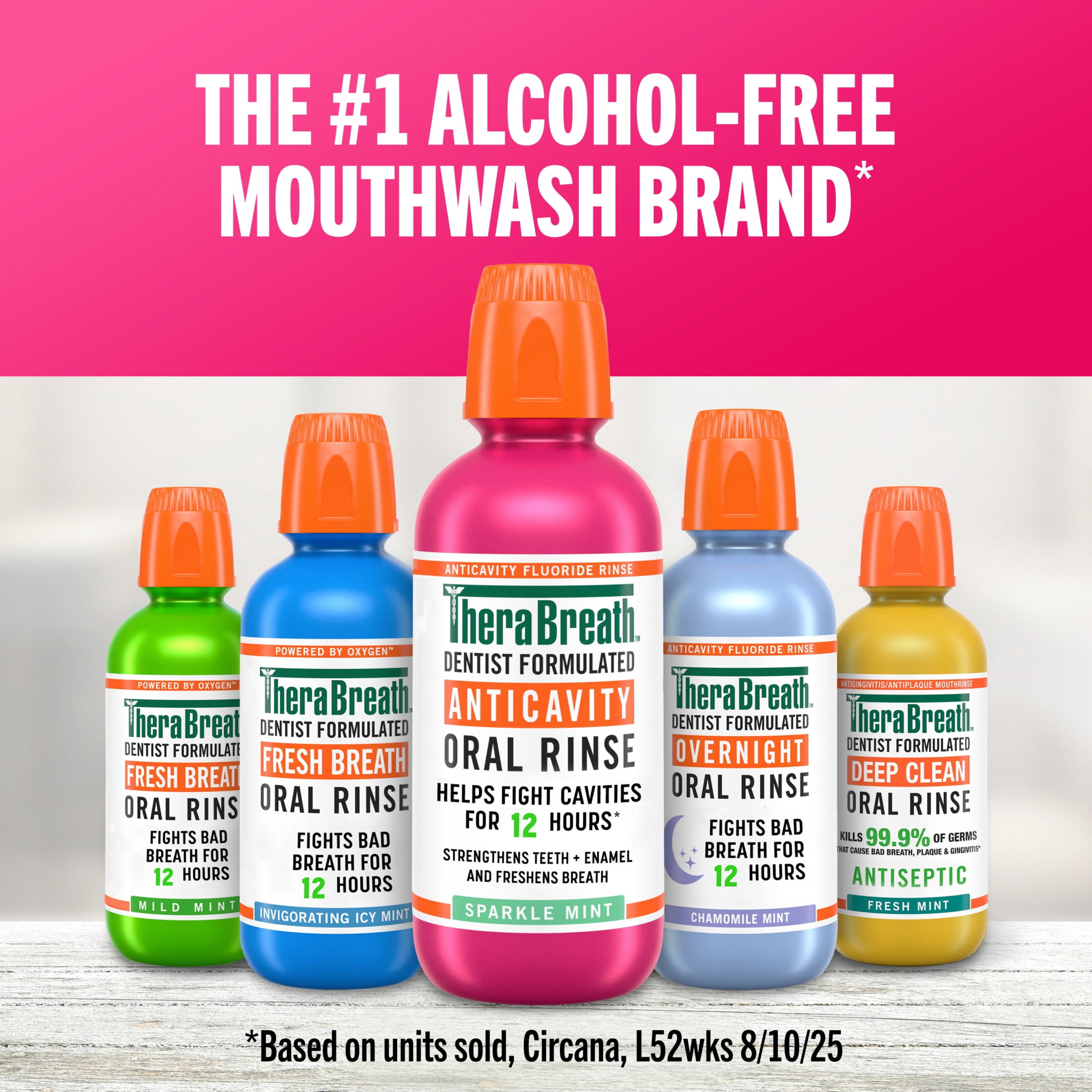 TheraBreath Anticavity Oral Rinse Mouthwash Packets, Sparkle Mint, 0.34 fl oz, 10 Pack