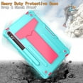 thumbnail image 4 of TECH CIRCLE Samsung Galaxy Tab S8/S7 Case 11 Inch(SM-X700/X706/T870/T875/T878),Shockproof Kids Friendly Convertible Stand Full Body Rugged Protective Sturdy Kids Cover with Pencil Holder,Mint + Rose, 4 of 4