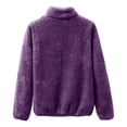 thumbnail image 3 of BOOMILK Fleece Jackets for Women Winter Zipper Fluffy Wool Teddy Casual Coat Pocket Warm Soft Jacket Purple, 3 of 4