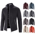 thumbnail image 4 of Cárdigan de otoño e invierno para hombre, suéter grueso y cálido, chaqueta de suéter de polar con cuello vertical para hombre, 4 of 4