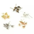 thumbnail image 2 of U8MO 100 pcs Half Ball 4mm Earring Ear Post Stud with Loop & Stopper Dangle Earring-Bronze, 2 of 9