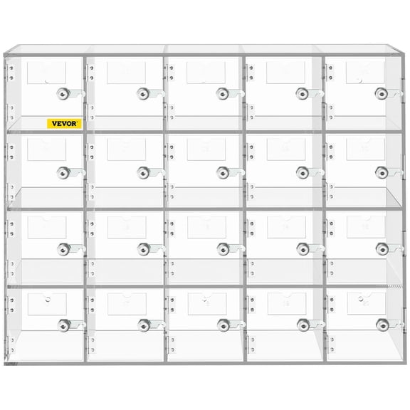 20-Slot Acrylic Cell Phone Storage Locker with Lock & Keys - Clear Wall-Mounted Cabinet for Office, Classroom, Gym - Secure Organizer Box