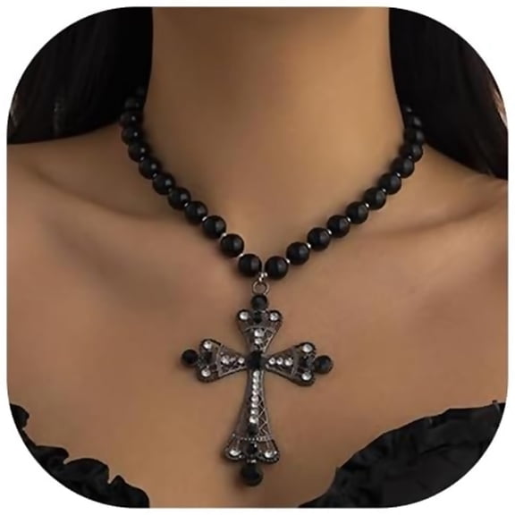Zephyriana Sexy Bead Choker Necklace Elegant Pearl Clavicle Chain Bikini Crossover Pendant Rhinestone Body Chain Jewelry Festival Rave Pearl Collar Necklace Jewelry for Women