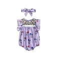 thumbnail image 1 of Wassery Infant Baby Girls Romper Floral Print Fly Sleeve Crew Neck Jumpsuits Summer Newborn Bodysuits with Headband 0-18M, 1 of 8