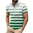 thumbnail image 2 of WREESH Men's Striped Henley Shirts Casual Fashion Short Sleeve Printed Athletic Top with Striped Pattern for a Sporty Business Appeal Green, 2 of 5