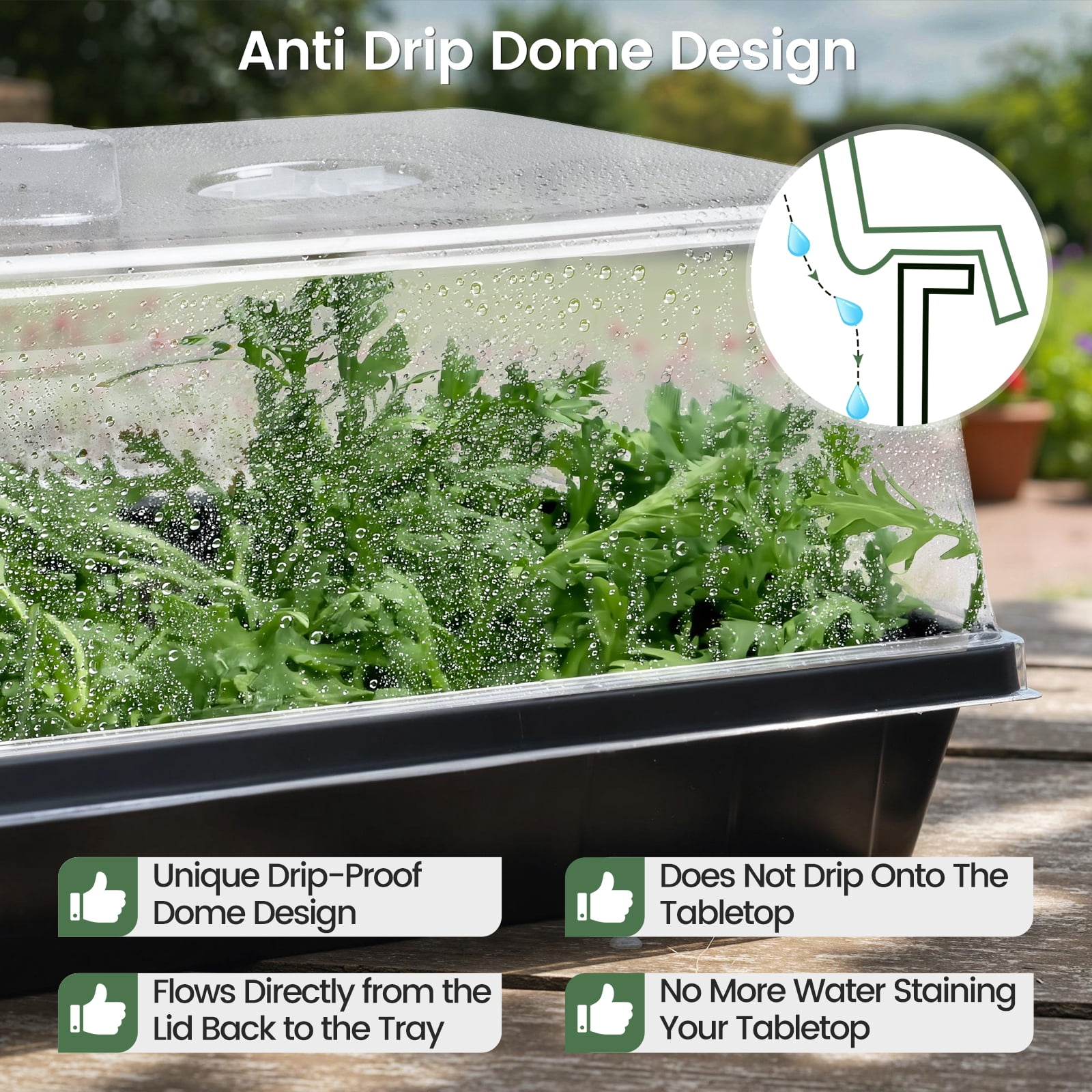 20 Pack Heavy Duty 5" Humidity Dome for 1020 Seed Starter Trays – Clear Vented Propagation Cover & Cloning Lid for 10x20 Flats, Seed Starting & Germination